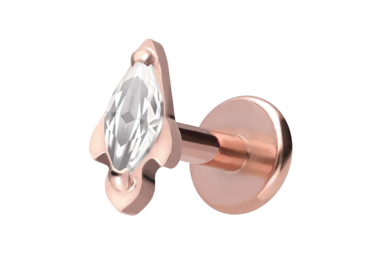 Titan Labret Piercing mit Innengewinde KRISTALLRAKETE